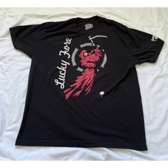 Grim Reaper Playing Golf Mens Shirt XL Fire and Fuel Apparel Lucky Fore - Picture 5 of 7
